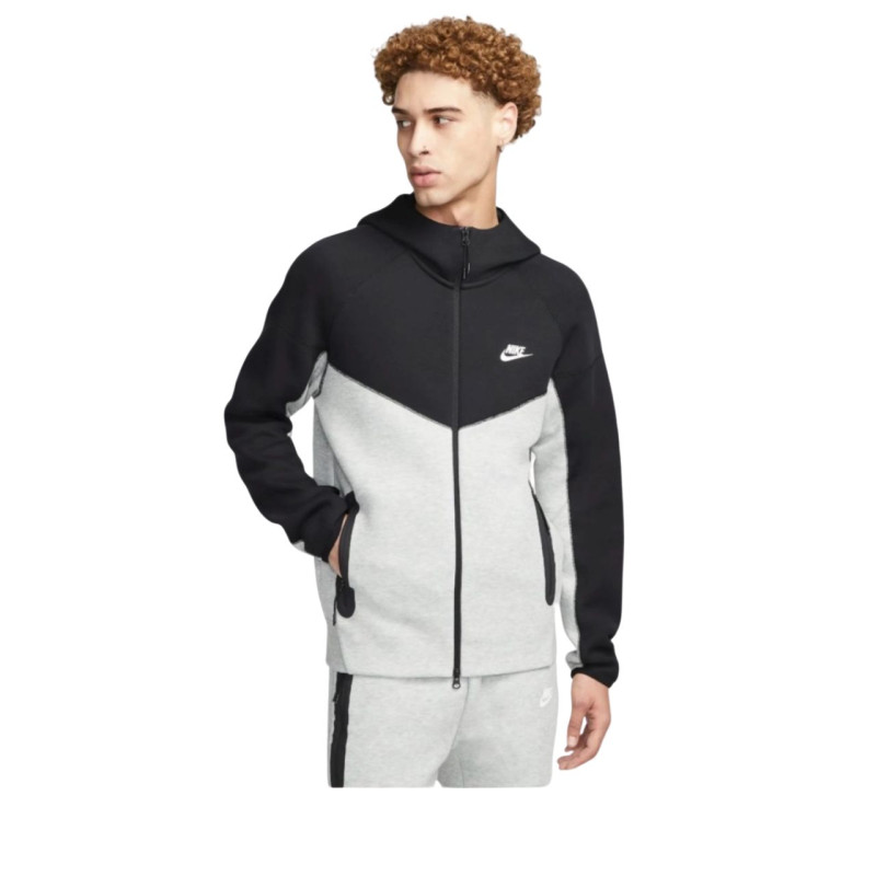 Толстовка чоловіча Nike Sportswear Tech Fleece Windrunner Full-Zip Hoodie Black/White FB7921-064